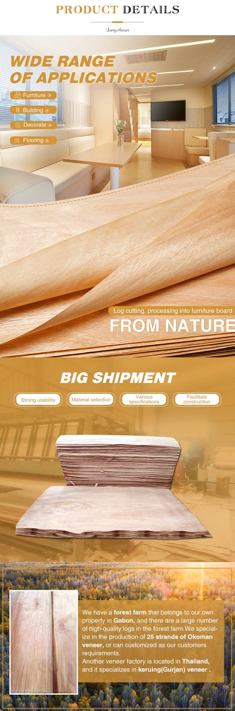 Recon Teak Veneer, Recon Wood for Fancy Plywood From China