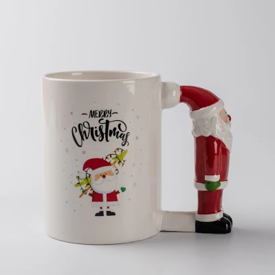 Tazza con manico di Babbo Natale Tazza da caffè in ceramica natalizia Decorazione natalizia multicolore