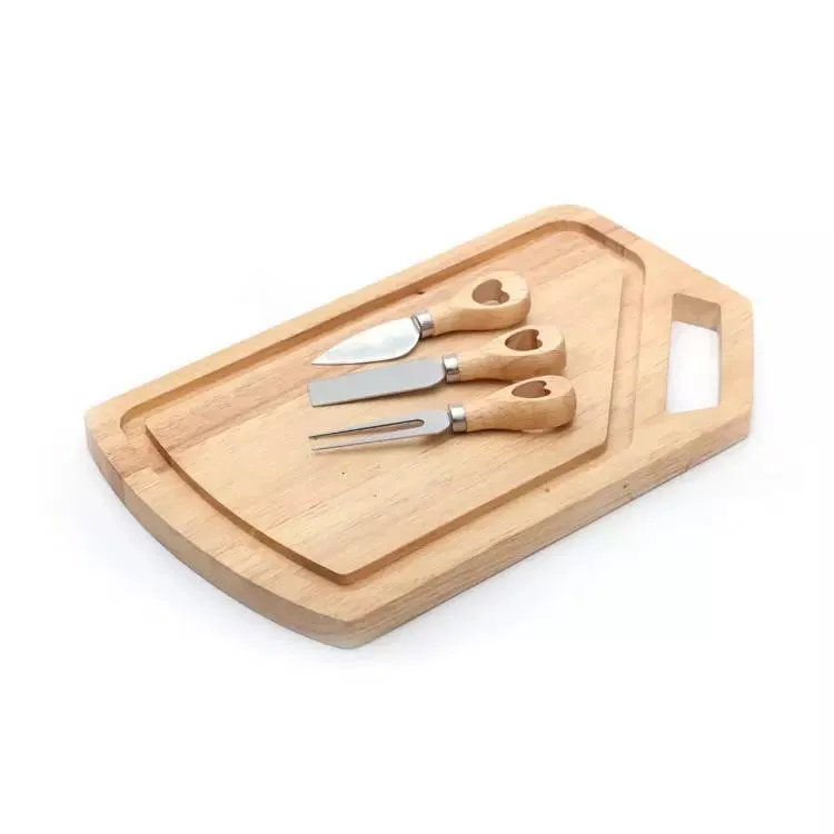 Tagliere/tagliere in legno di gomma con manico